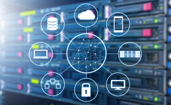 Graphic showing drawings of various devices such as computers, laptops, phones that require data backups to show advantages of data backup and recovery