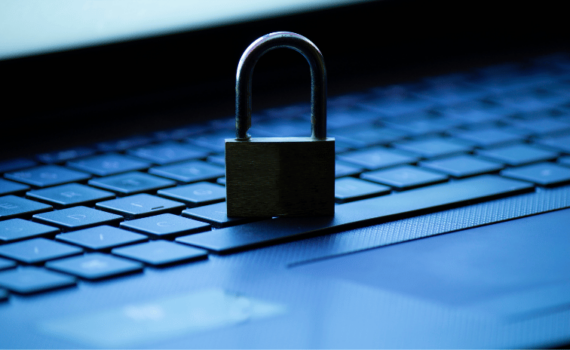 A computer in a business being protected against cyberattacks and data breaches by upgrading from the Microsoft Server 2012 End-Of-Life