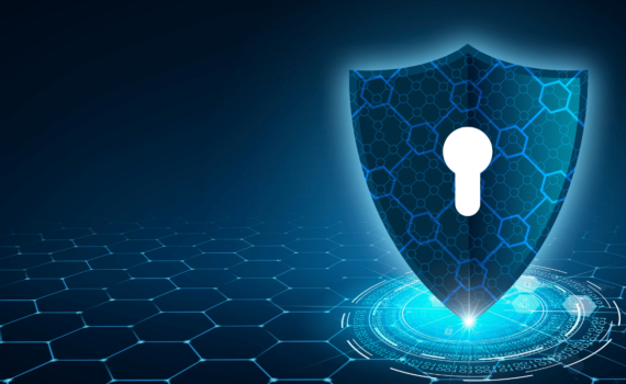 A graphic of a lock highlighting cybersecurity for businesses